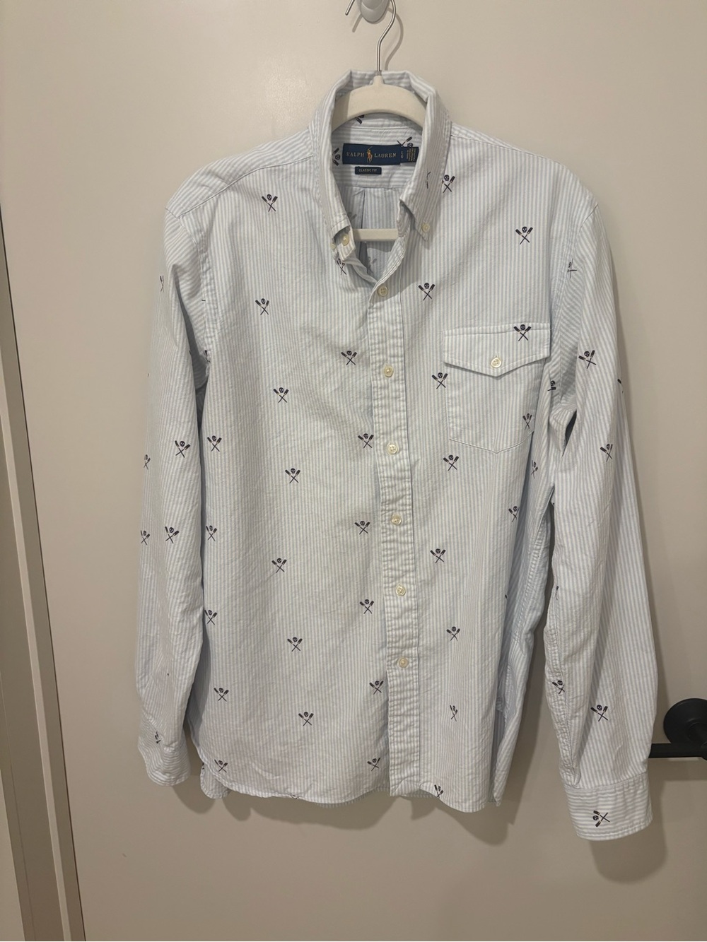 Polo by Ralph Lauren Skull & Oars Blue Striped Button Down Oxford Shirt Classic